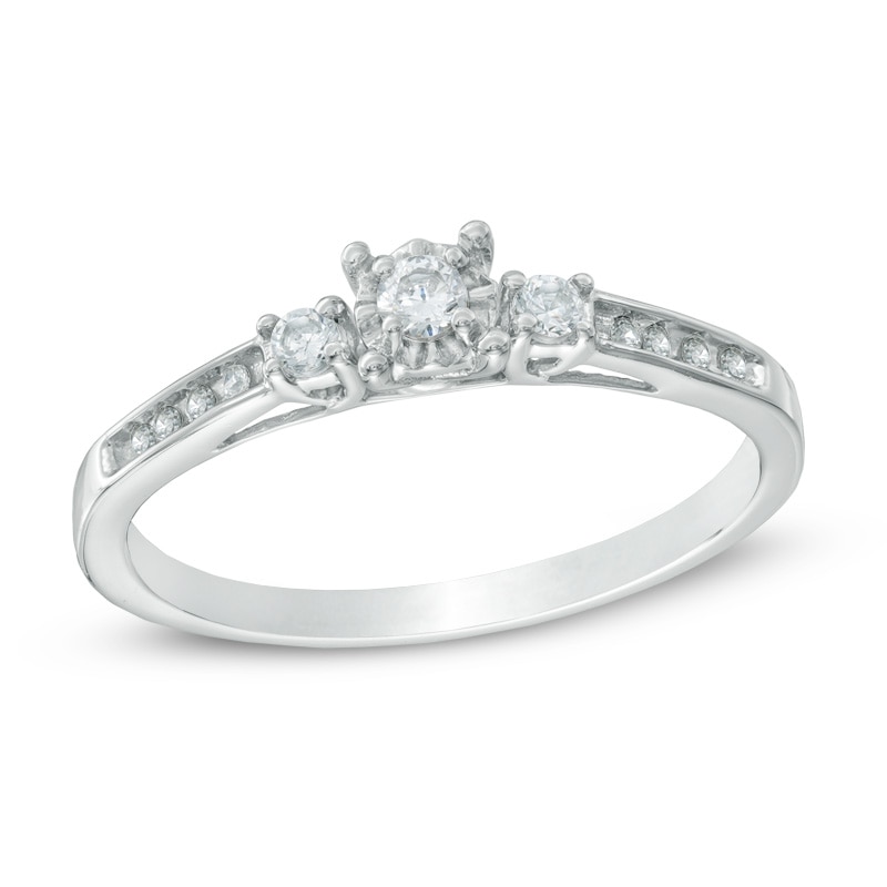 0.16 CT. T.W. Diamond Three Stone Promise Ring in 10K White Gold|Peoples Jewellers