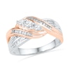 0.50 CT. T.W. Diamond Three Stone Wrapped Ring in 10K Two-Tone Gold