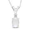 Oval Opal and Diamond Accent Pendant in 10K White Gold - 17"