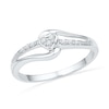 Diamond Accent Heart Split Shank Promise Ring in 10K White Gold