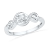 Thumbnail Image 0 of 0.13 CT. T.W. Diamond Ribbon Twist Promise Ring in 10K White Gold