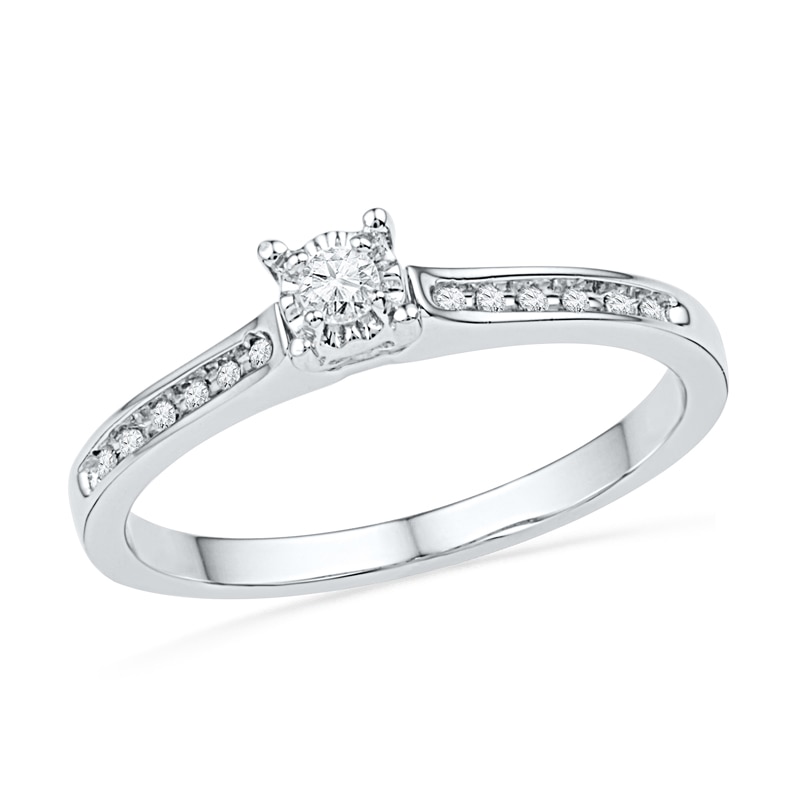 Main Image 1 of 0.10 CT. T.W. Diamond Promise Ring in 10K White Gold