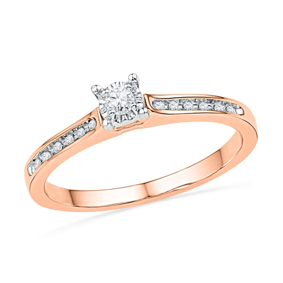 0.13 CT. T.W. Diamond Ribbon Promise Ring in 10K Rose Gold