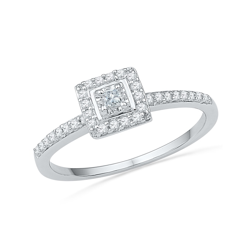 0.20 CT. T.W. Princess-Cut Diamond Square Frame Promise Ring in 10K White Gold