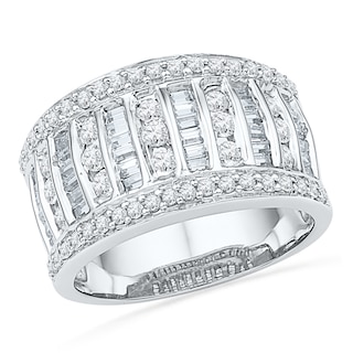 1.00 CT. T.W. Diamond Multi-Row Anniversary Band in 10K White Gold