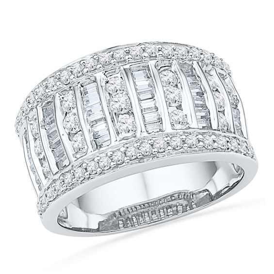 1.00 CT. T.W. Diamond Multi-Row Anniversary Band in 10K White Gold
