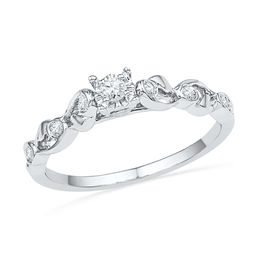 0.13 CT. T.W. Diamond Ribbon Promise Ring in 10K White Gold