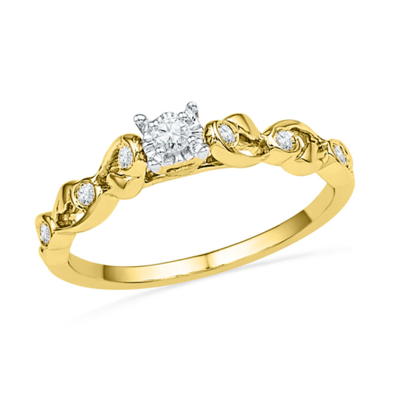 0.13 CT. T.W. Diamond Ribbon Promise Ring in 10K Gold