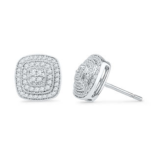 0.50 CT. T.W. Diamond Layered Square Stud Earrings in 10K White Gold