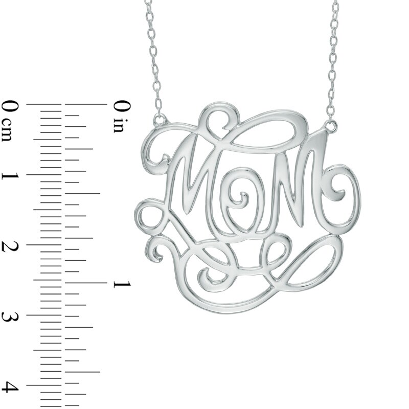 Script Monogram "Mom" Necklace in Sterling Silver