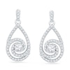 Thumbnail Image 1 of 0.75 CT. T.W. Diamond Spiral Teardrop Earrings in 10K White Gold