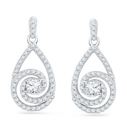 0.75 CT. T.W. Diamond Spiral Teardrop Earrings in 10K White Gold