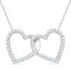 Thumbnail Image 0 of 0.16 CT. T.W. Diamond Double Heart Pendant in 10K White Gold