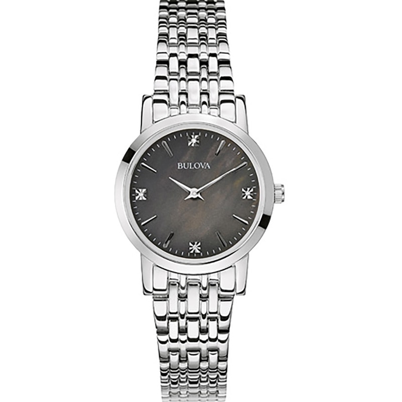 Ladies' Bulova Diamond Accent Watch with Black Mother-of-Pearl Dial (Model: 96P148)