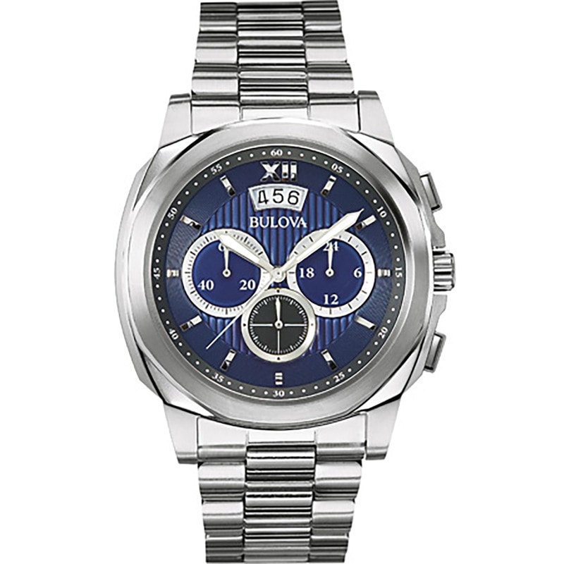 Main Image 1 of Men's Bulova Chronograph Watch with Blue Dial (Model: 96B219)