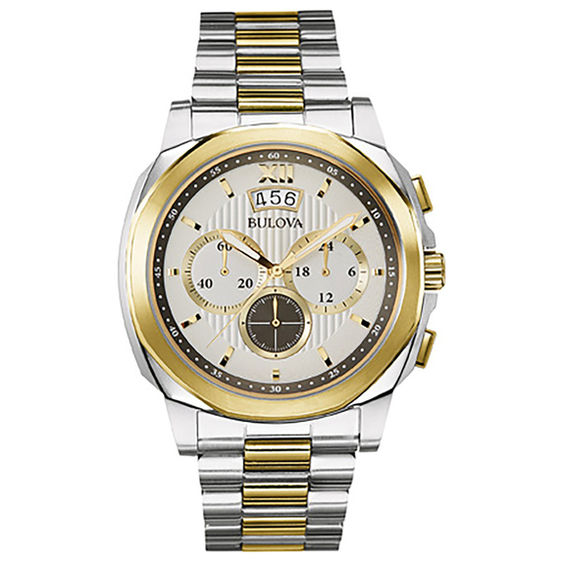 Peoples Men s Bulova Two Tone Watch with Rectangular Black Dial Model 98A149 St. Vital Centre