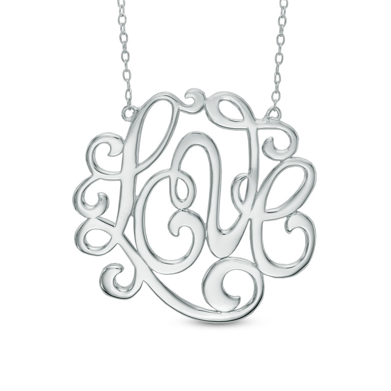 Script Monogram "Love" Necklace in Sterling Silver