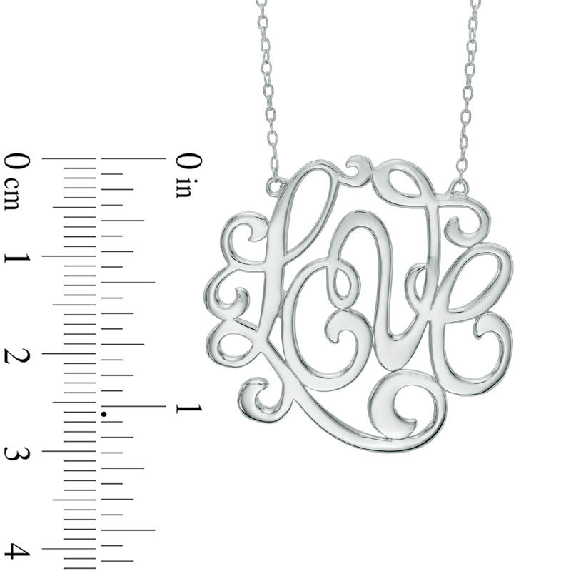 Script Monogram "Love" Necklace in Sterling Silver