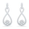 Thumbnail Image 0 of 0.10 CT. T.W. Diamond Cluster Infinity Drop Earrings in 10K White Gold