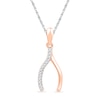 Thumbnail Image 1 of Diamond Accent Wishbone Pendant in 10K Rose Gold