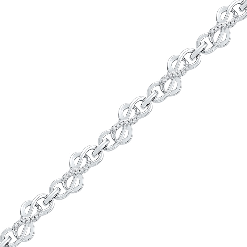 0.25 CT. T.W. Diamond Double Infinity Bracelet in Sterling Silver - 7.25"|Peoples Jewellers