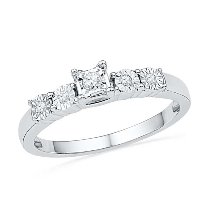 0.16 CT. T.W. Diamond Bubble Bridal Set Sterling Silver