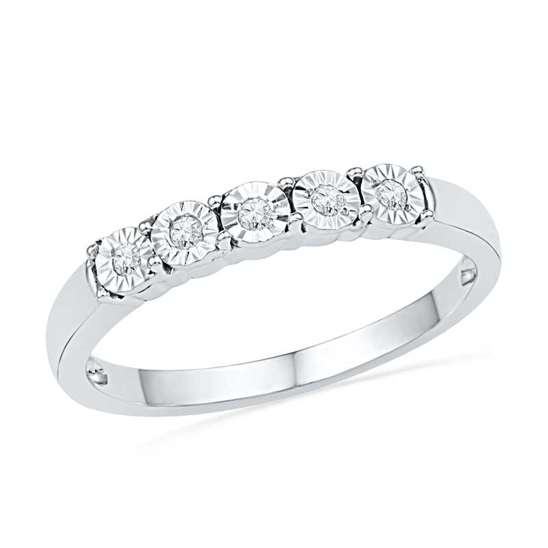 Main Image 3 of 0.16 CT. T.W. Diamond Bubble Bridal Set in Sterling Silver