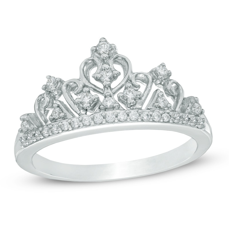 Main Image 1 of 0.20 CT. T.W. Diamond Tiara Ring in Sterling Silver