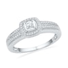 0.25 CT. T.W. Diamond Square Frame Promise Ring in Sterling Silver