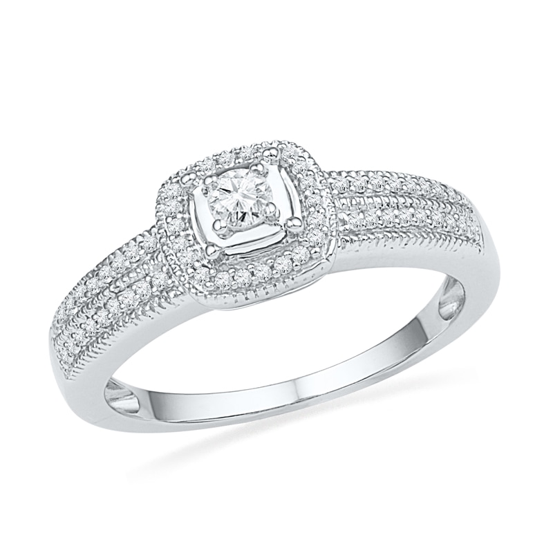 0.25 CT. T.W. Diamond Square Frame Promise Ring in Sterling Silver