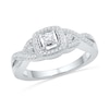 Thumbnail Image 0 of 0.25 CT. T.W. Diamond Frame Twist Shank Promise Ring in Sterling Silver