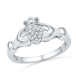 Diamond Accent Claddagh Ring in Sterling Silver