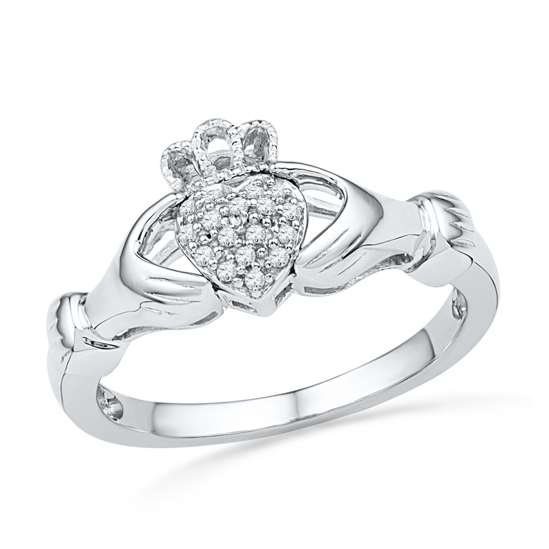 Diamond Accent Claddagh Ring in Sterling Silver
