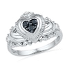 Thumbnail Image 0 of 0.16 CT. T.W. Black and White Diamond Claddagh Ring in Sterling Silver