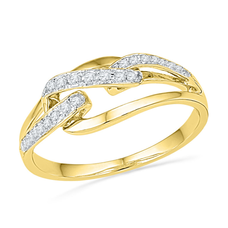 0.20 CT. T.W. Diamond Intertwined Ring in Sterling Silver and 14K Gold Plate|Peoples Jewellers