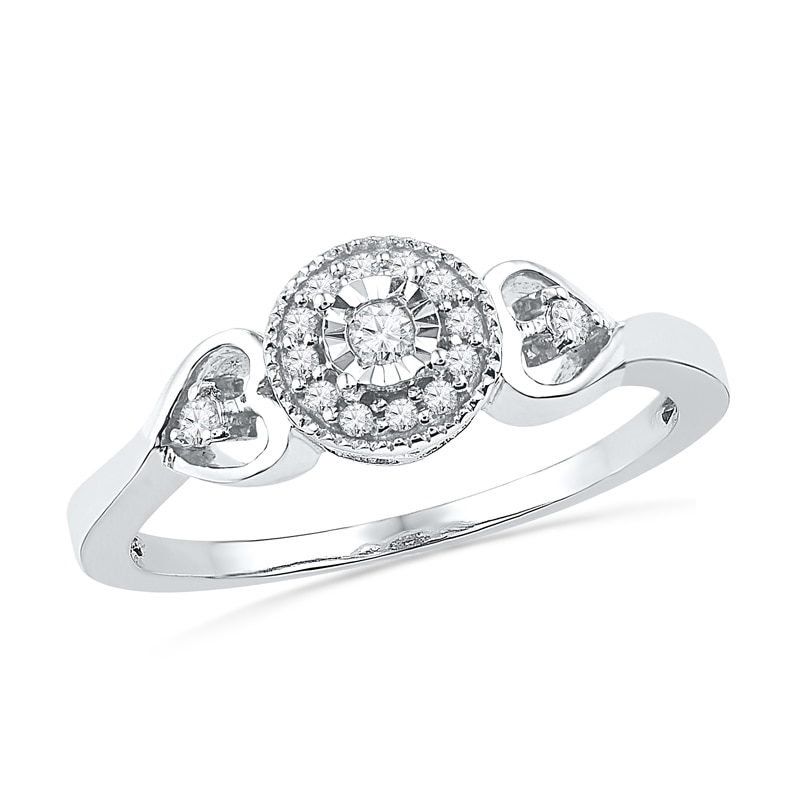 0.13 CT. T.W. Diamond Frame Promise Ring in Sterling Silver