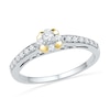 Thumbnail Image 0 of 0.33 CT. T.W. Princess-Cut Diamond Frame Promise Ring in Sterling Silver and 10K Gold