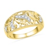 Thumbnail Image 0 of 0.13 CT. T.W. Diamond Floral Dome Ring in Sterling Silver and 14K Gold Plate