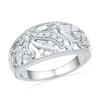 0.13 CT. T.W. Diamond Floral Dome Ring in Sterling Silver