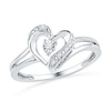 Diamond Accent Ribbon Heart Ring in Sterling Silver