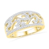 0.33 CT. T.W. Diamond Scroll Band in Sterling Silver and 14K Gold Plate