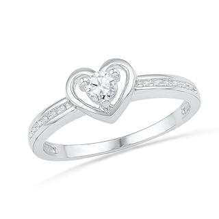 0.10 CT. T.W. Diamond Heart Promise Ring in Sterling Silver