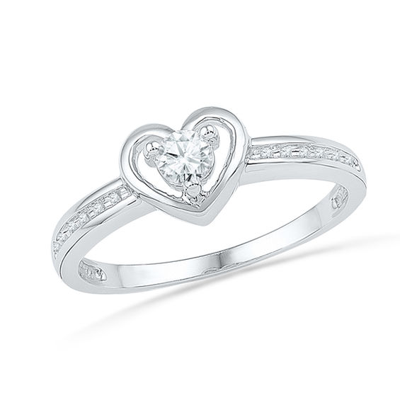 Diamond heart promise shop ring sterling silver