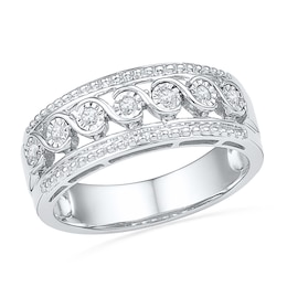 0.10 CT. T.W. Diamond Rolling Wave Band in Sterling Silver