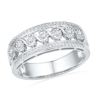 0.10 CT. T.W. Diamond Rolling Wave Band in Sterling Silver