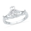 Thumbnail Image 1 of 0.10 CT. T.W. Diamond Claddagh Ring in Sterling Silver