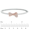 Lab-Created White Sapphire Bow Bangle in Sterling Silver with 18K Rose Gold Plate