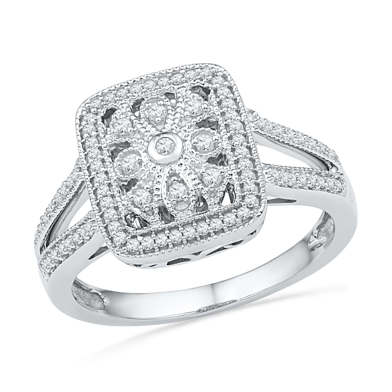 0.33 CT. T.W. Diamond Vintage-Style Ring in Sterling Silver