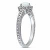 Thumbnail Image 2 of 5.0mm Heart-Shaped Opal and 0.14 CT. T.W. Diamond Frame Ring in Sterling Silver