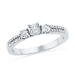 Diamond Accent Three Stone Promise Ring in Sterling Silver